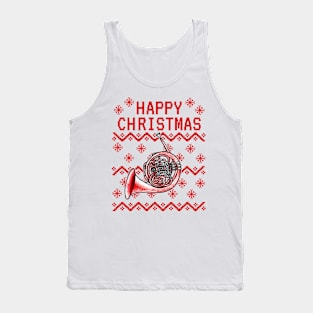 French Horn Ugly Christmas Brass Teacher Musician Tank Top